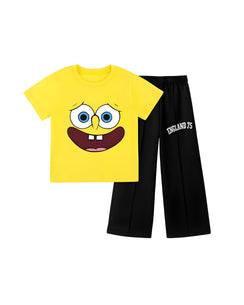Yellow Sponge Box Trouser Set